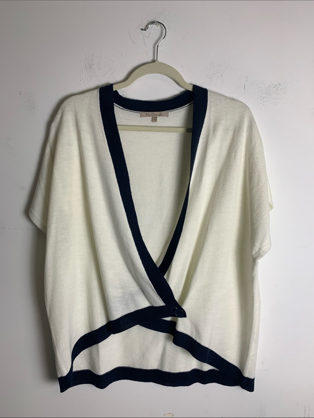 My Danielle Cream Knit Sweater with Navy Trim